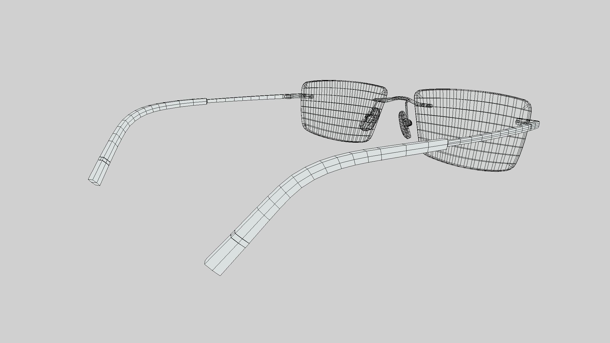 Rectangular Rimless Eyeglasses Low Poly PBR Realistic Low-poly 3D model_5