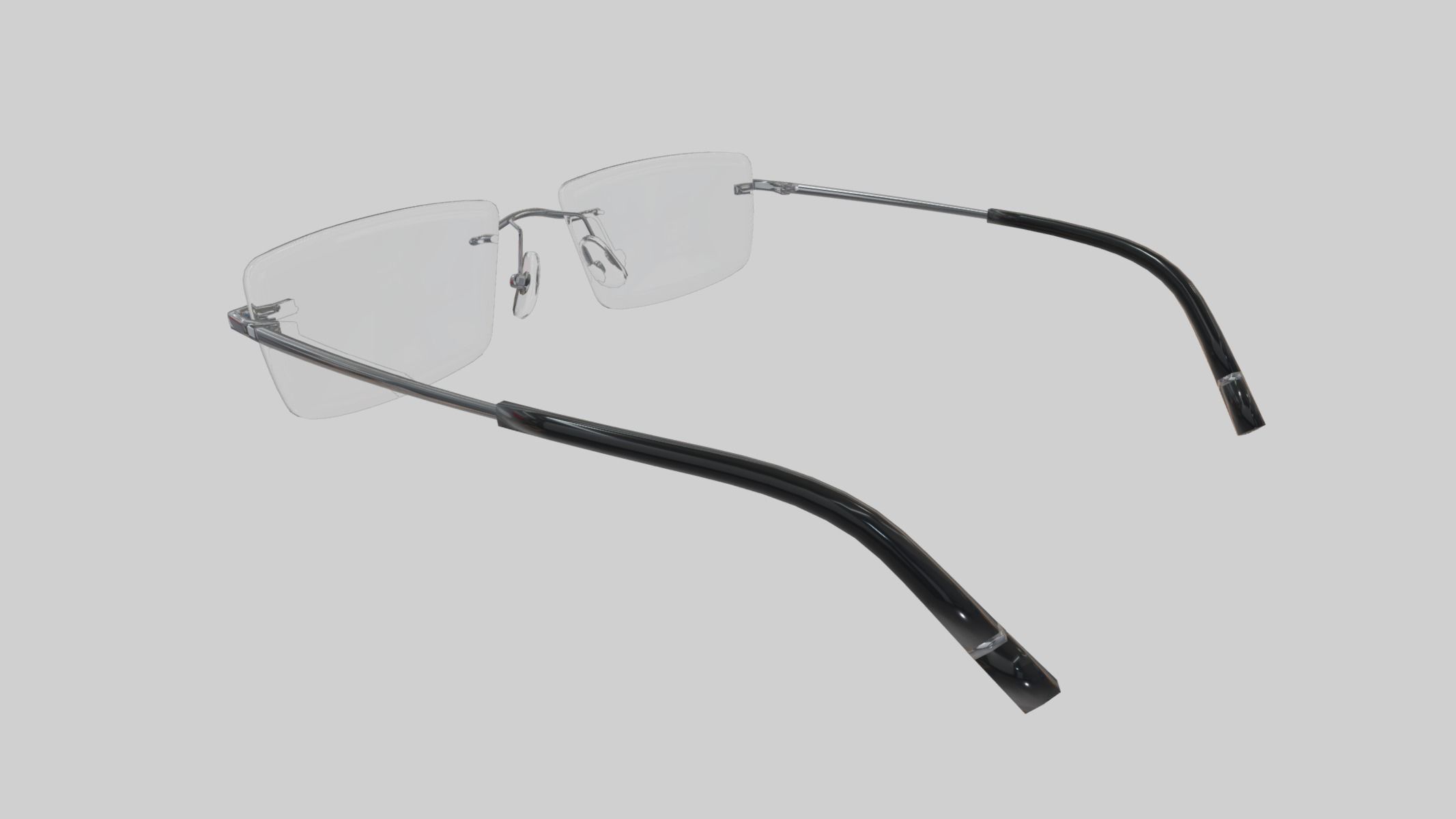 Rectangular Rimless Eyeglasses Low Poly PBR Realistic Low-poly 3D model_6
