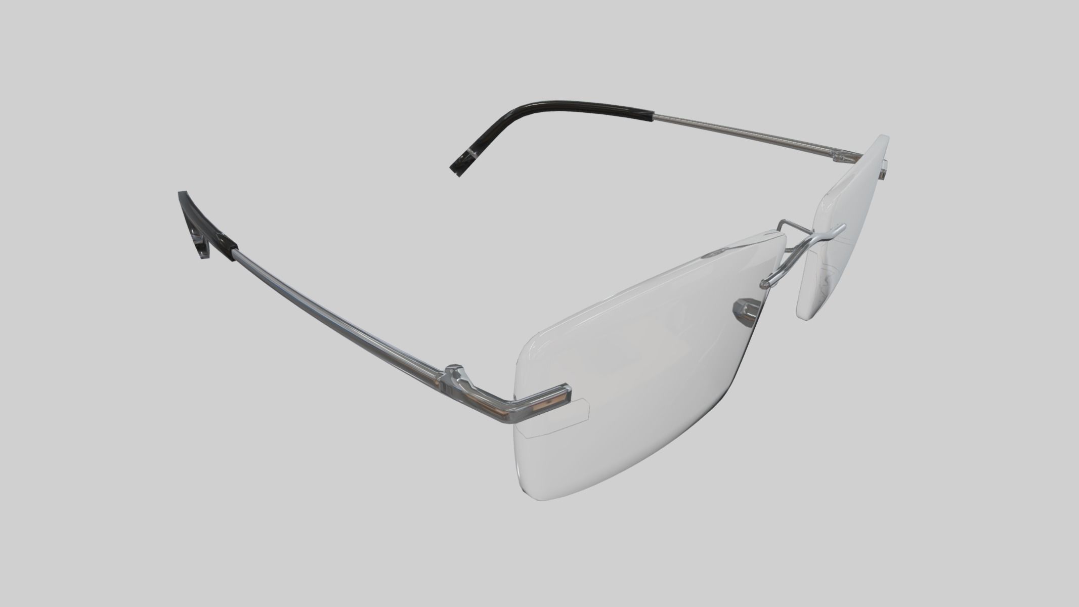 Rectangular Rimless Eyeglasses Low Poly PBR Realistic Low-poly 3D model_2