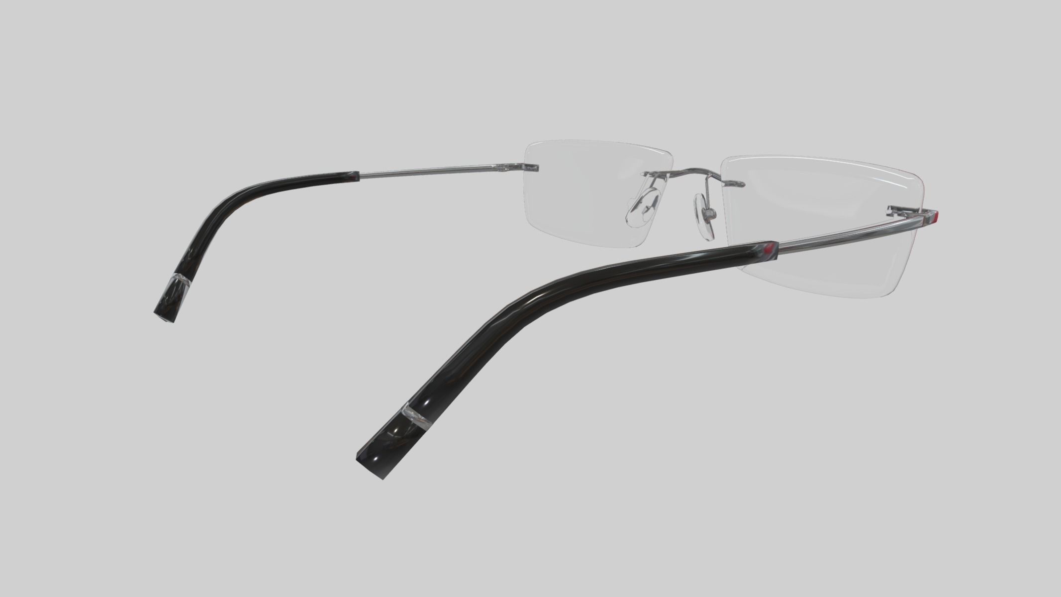 Rectangular Rimless Eyeglasses Low Poly PBR Realistic Low-poly 3D model_4