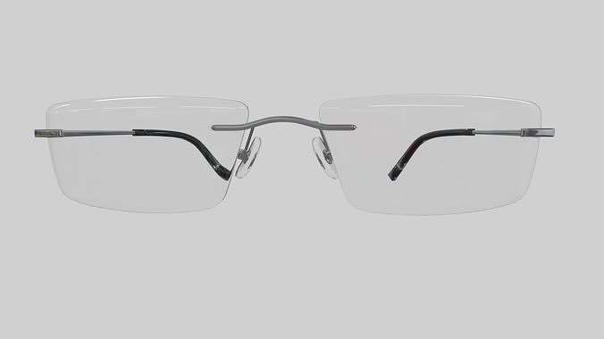 Rectangular Rimless Eyeglasses Low Poly PBR Realistic Low-poly 3D model