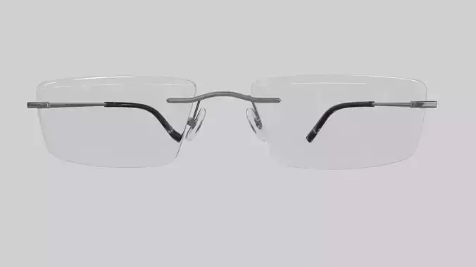 Rectangular Rimless Eyeglasses Low Poly PBR Realistic