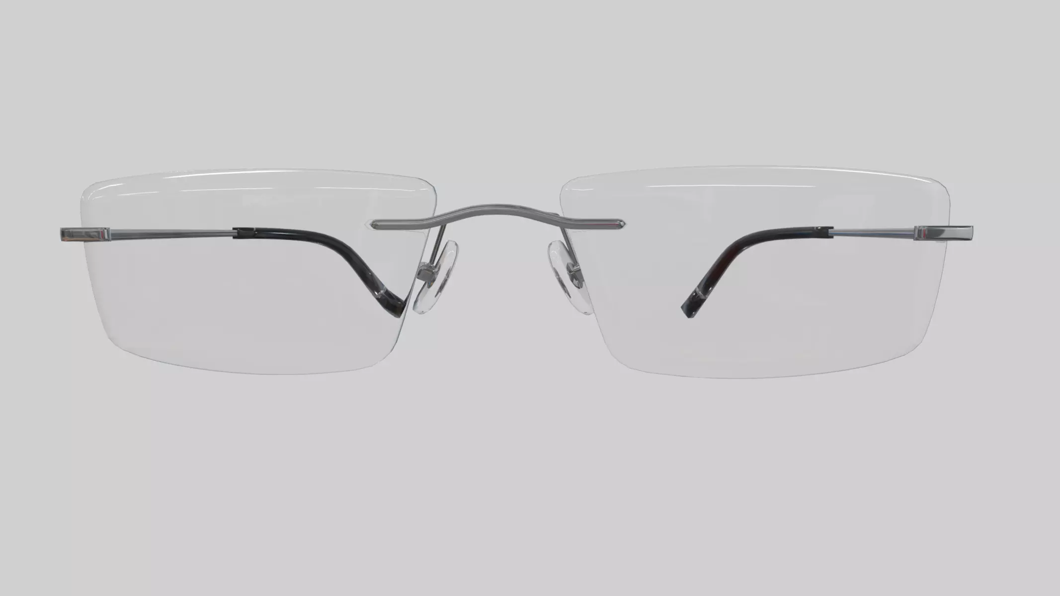 Rectangular Rimless Eyeglasses Low Poly PBR Realistic Low-poly 3D model_0