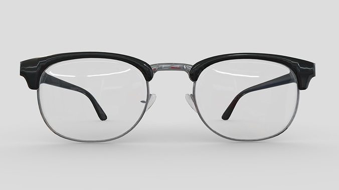 Retro Brownline Glasses Low Poly PBR Realistic Low-poly 3D model