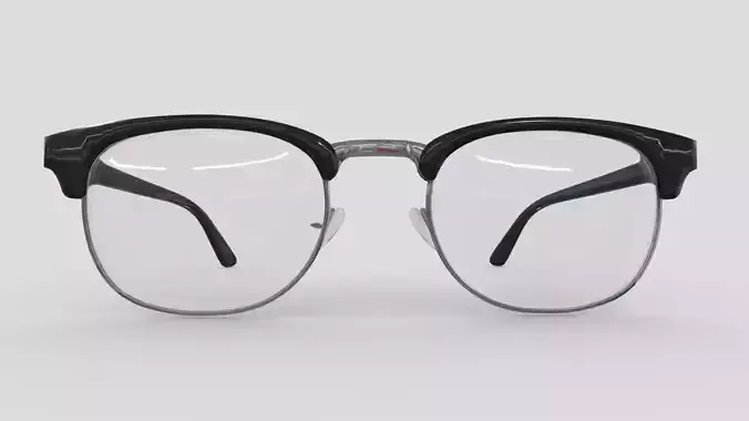 Retro Brownline Glasses Low Poly PBR Realistic