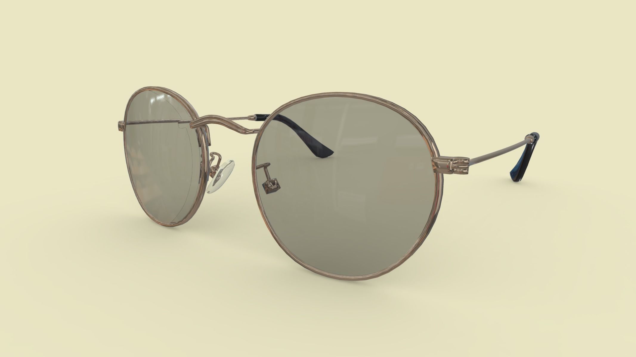 Round Polarized Sunglasses Low Poly PBR Realistic Low-poly 3D model_7