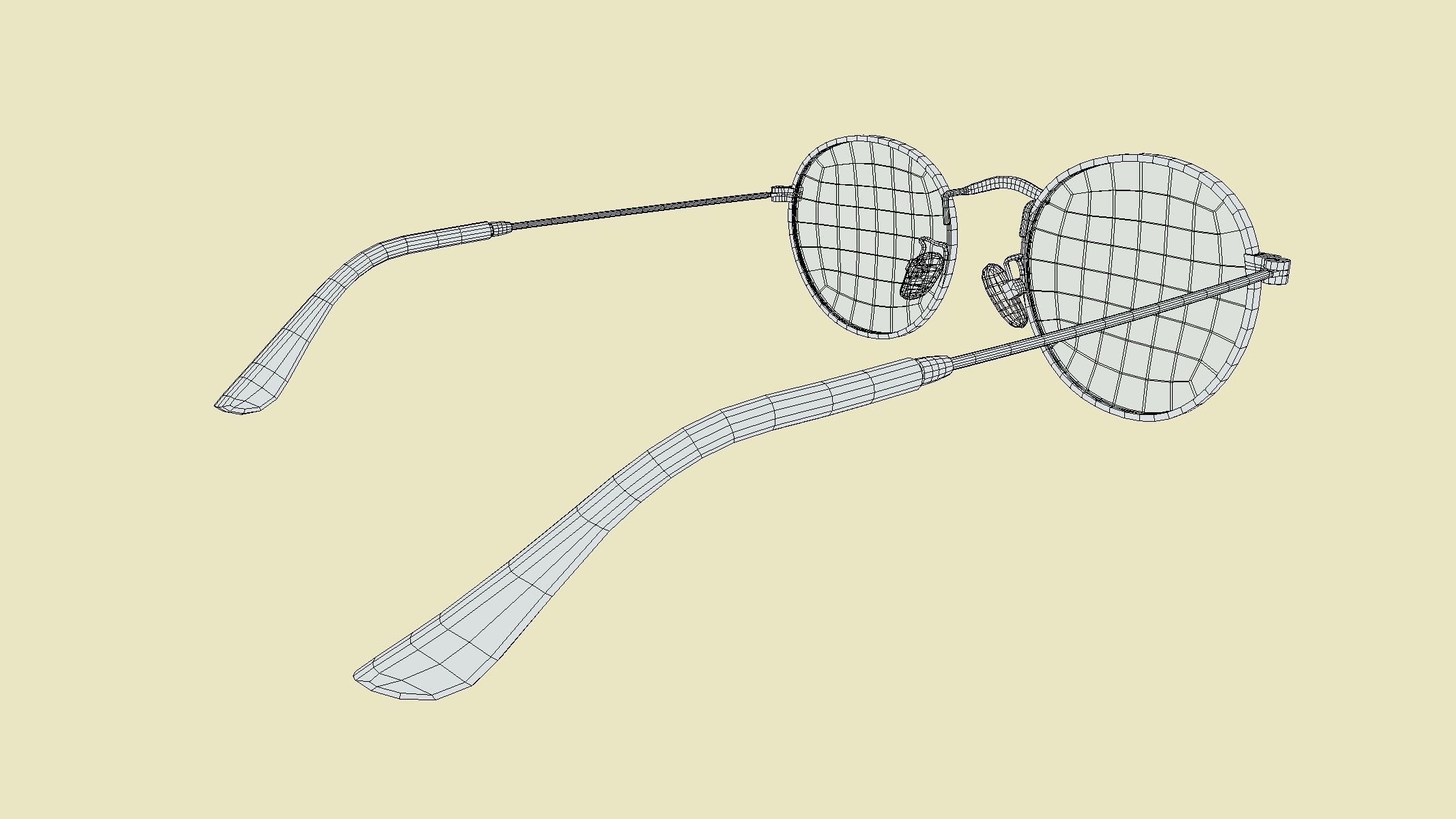 Round Polarized Sunglasses Low Poly PBR Realistic Low-poly 3D model_5