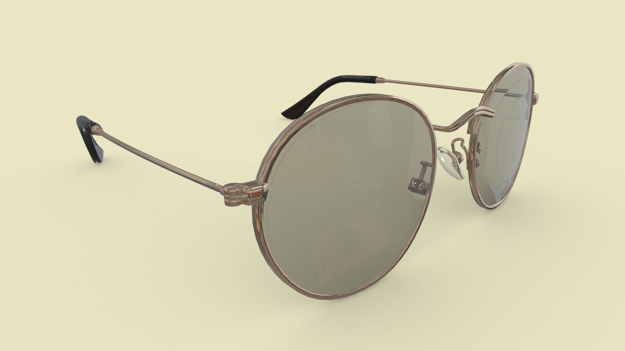 Round Polarized Sunglasses Low Poly PBR Realistic Low-poly 3D model_2