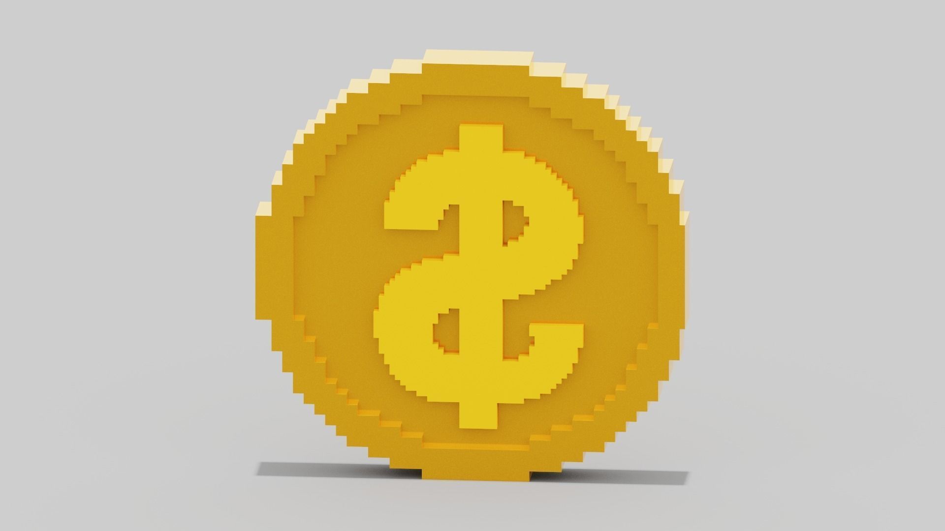 Voxel Dollar Coin Low-poly 3D model_11
