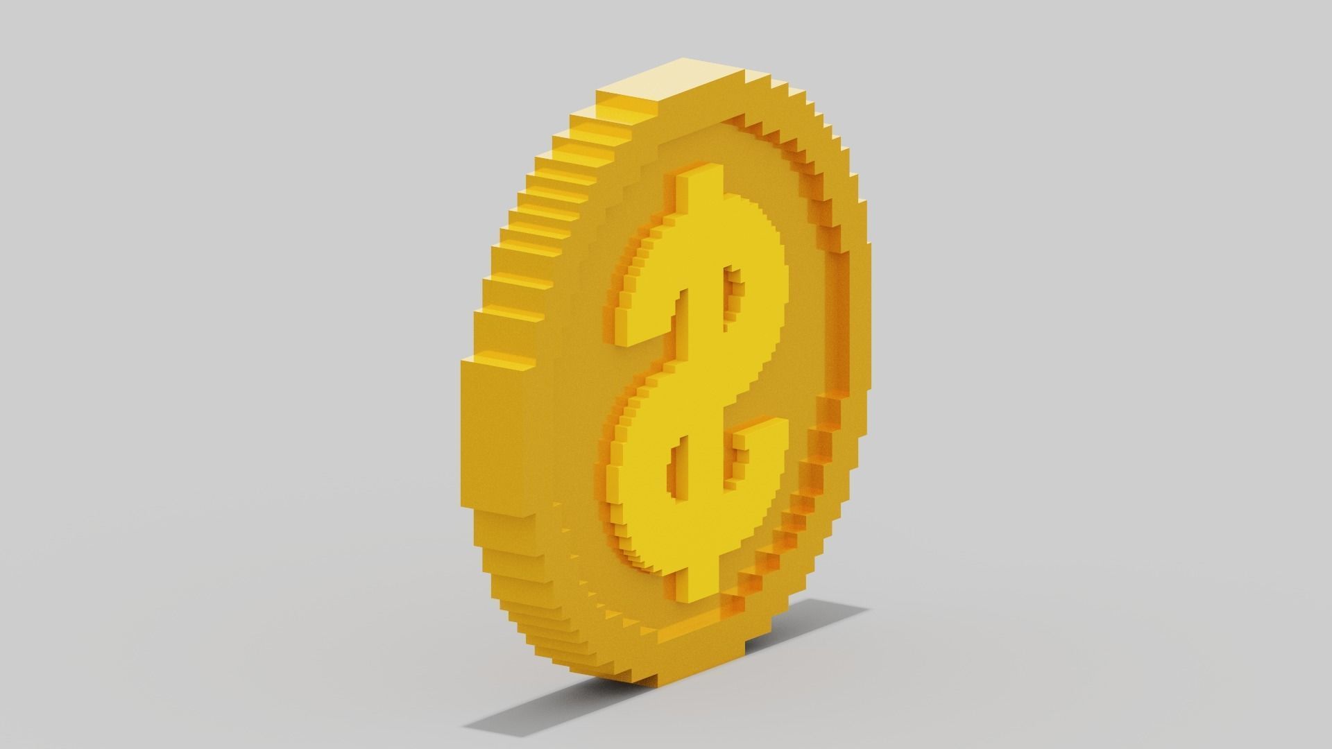 Voxel Dollar Coin Low-poly 3D model_4
