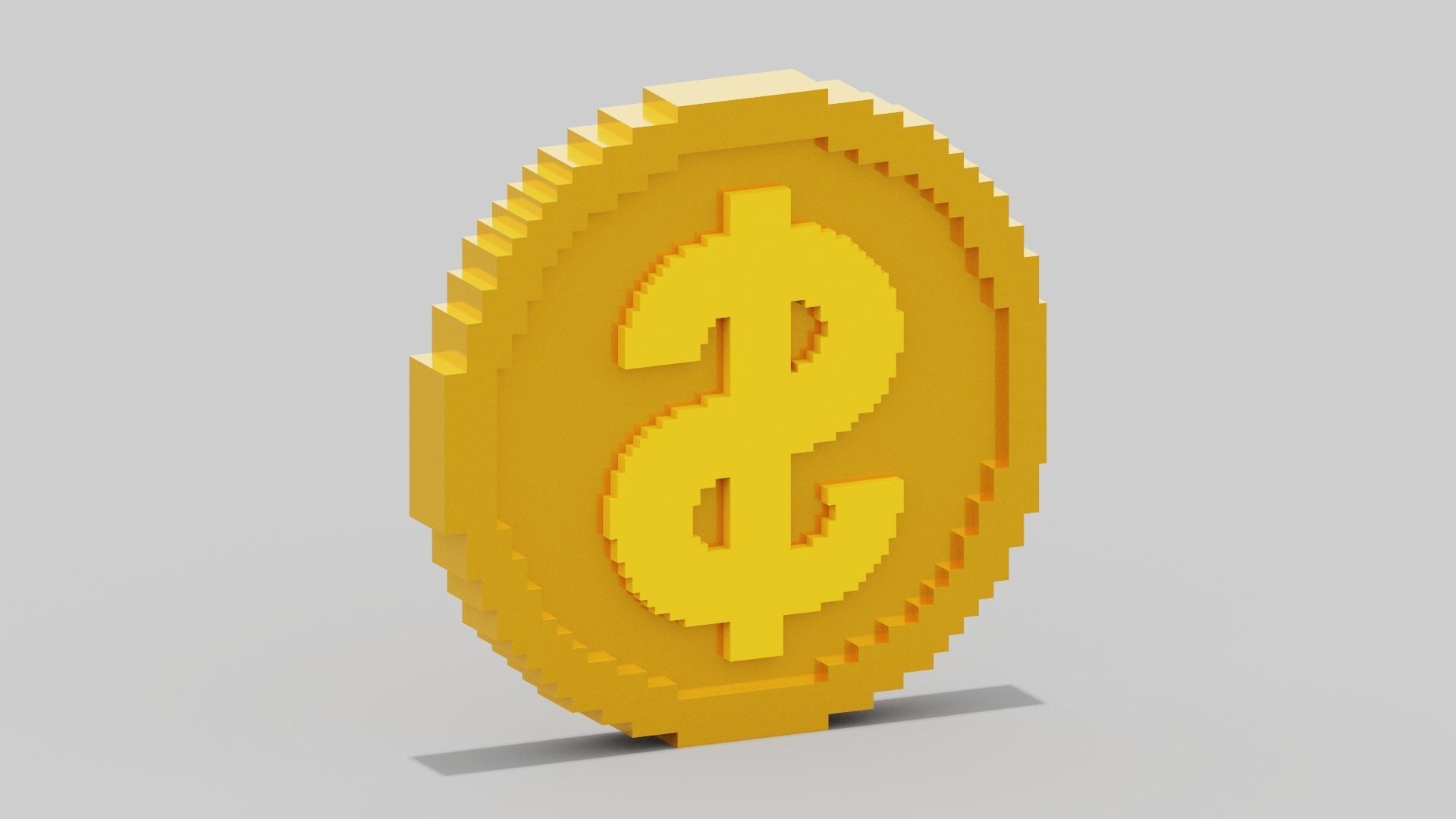 Voxel Dollar Coin Low-poly 3D model_5