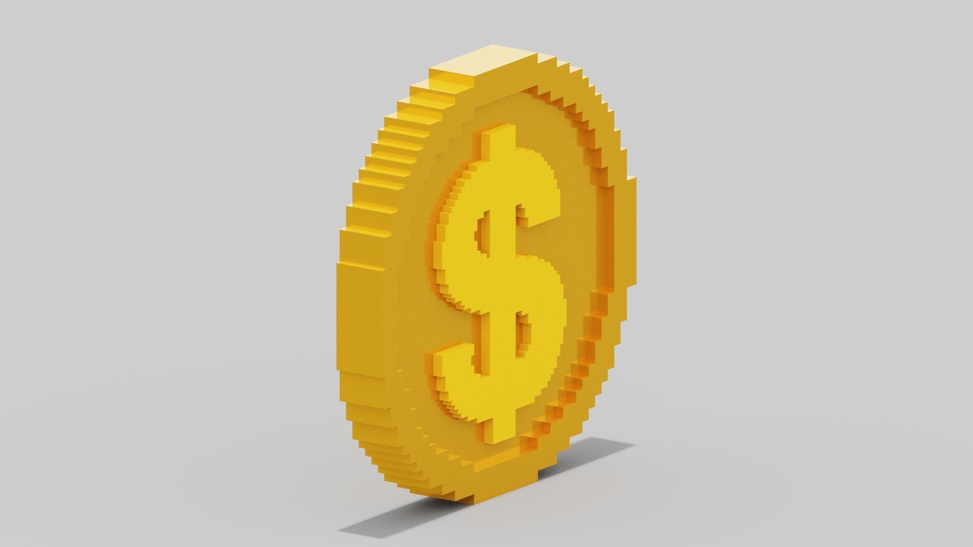 Voxel Dollar Coin Low-poly 3D model_10
