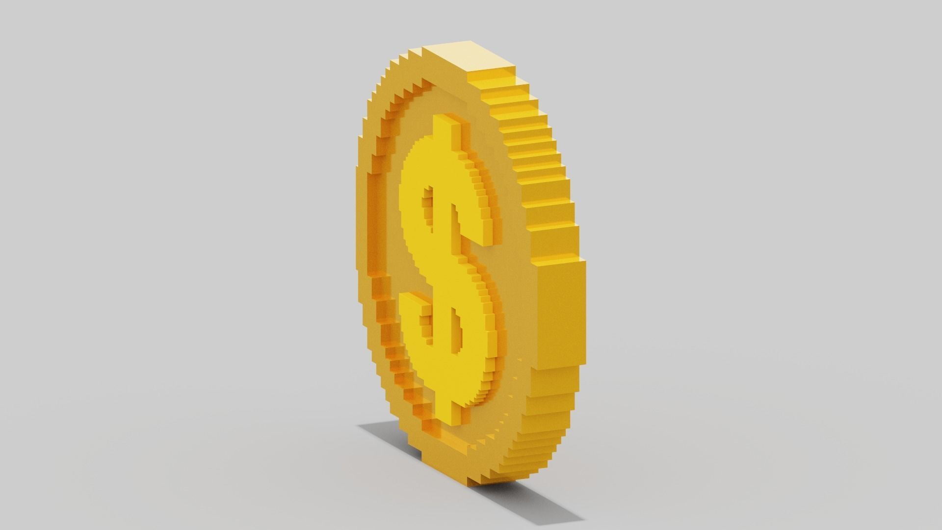 Voxel Dollar Coin Low-poly 3D model_2