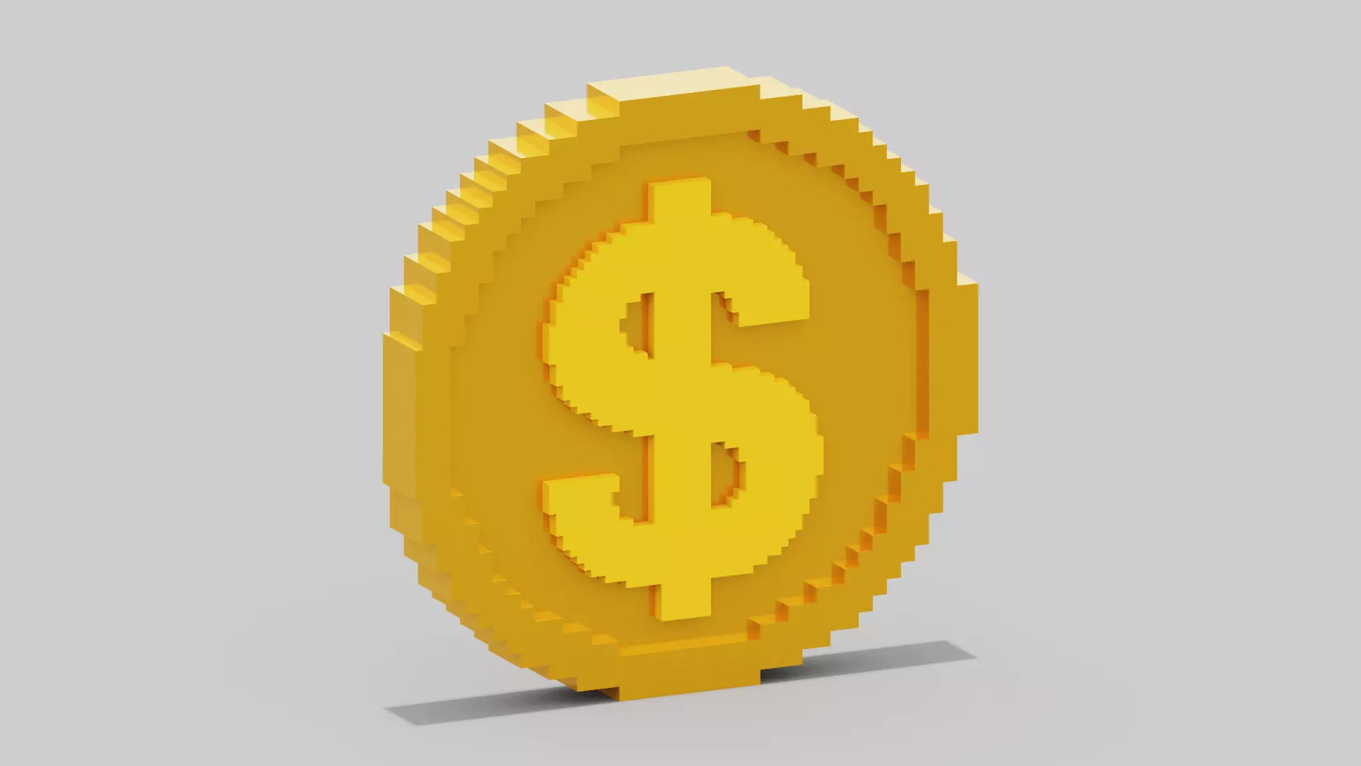 Voxel Dollar Coin Low-poly 3D model_0