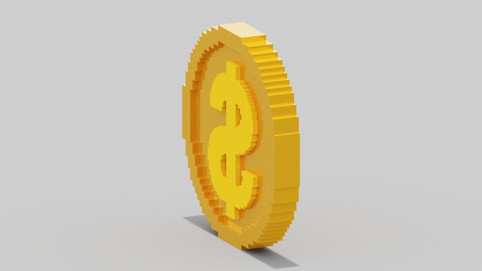 Voxel Dollar Coin Low-poly 3D model_9