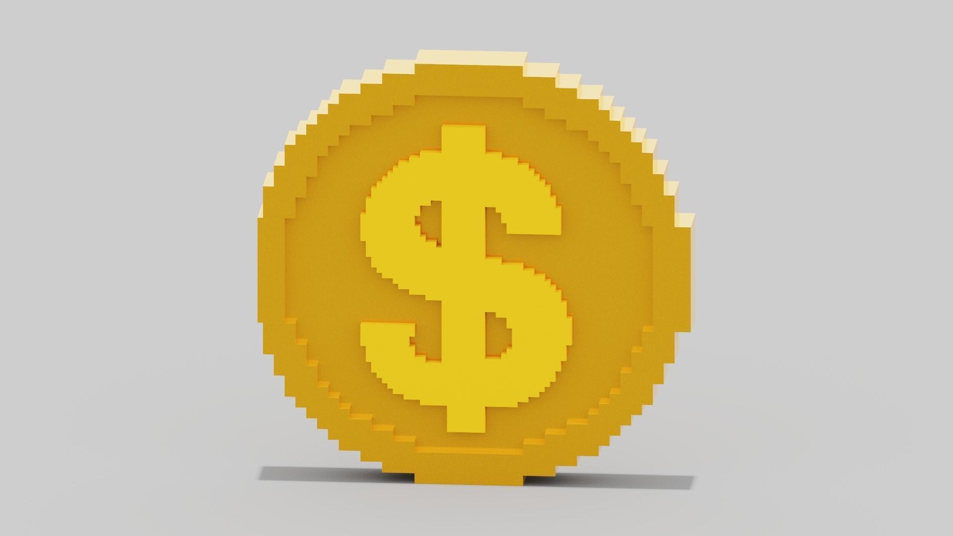 Voxel Dollar Coin Low-poly 3D model_8