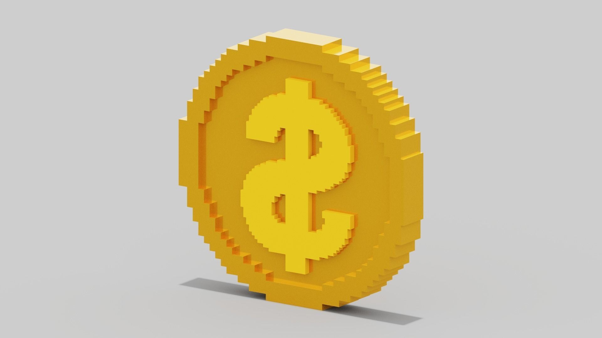 Voxel Dollar Coin Low-poly 3D model_6