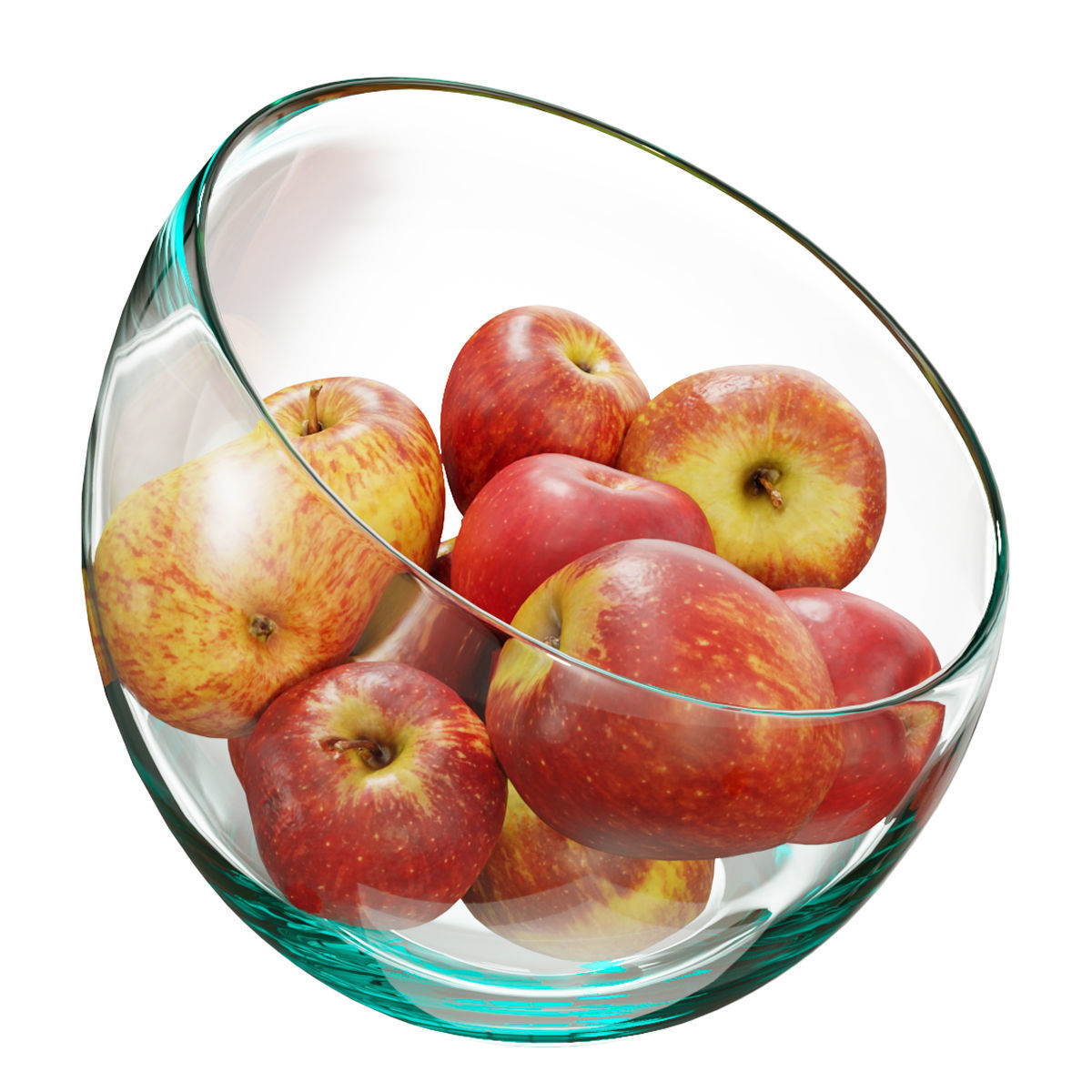 Large Slant Fruit Bowl apple 3D model_1