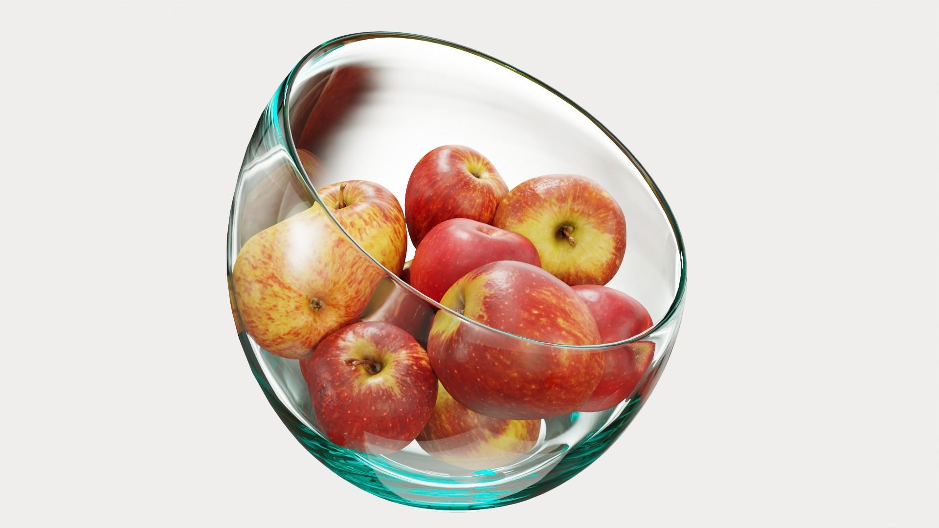 Large Slant Fruit Bowl apple 3D model_4