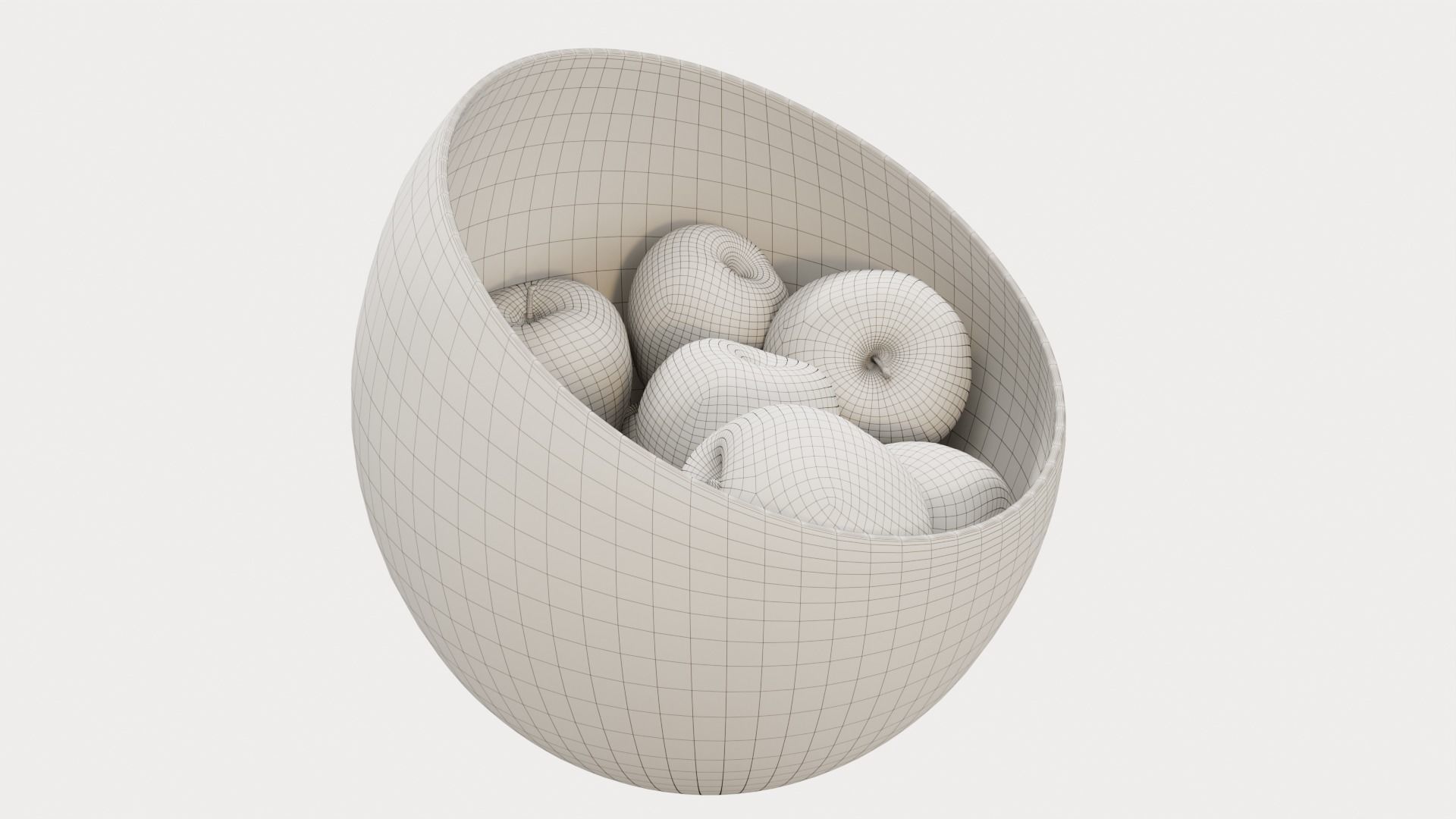 Large Slant Fruit Bowl apple 3D model_5