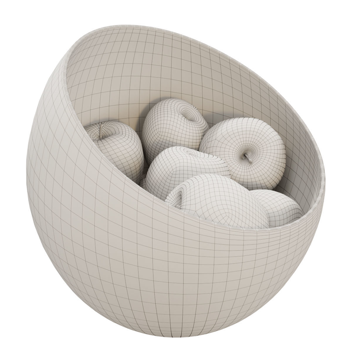 Large Slant Fruit Bowl apple 3D model_2