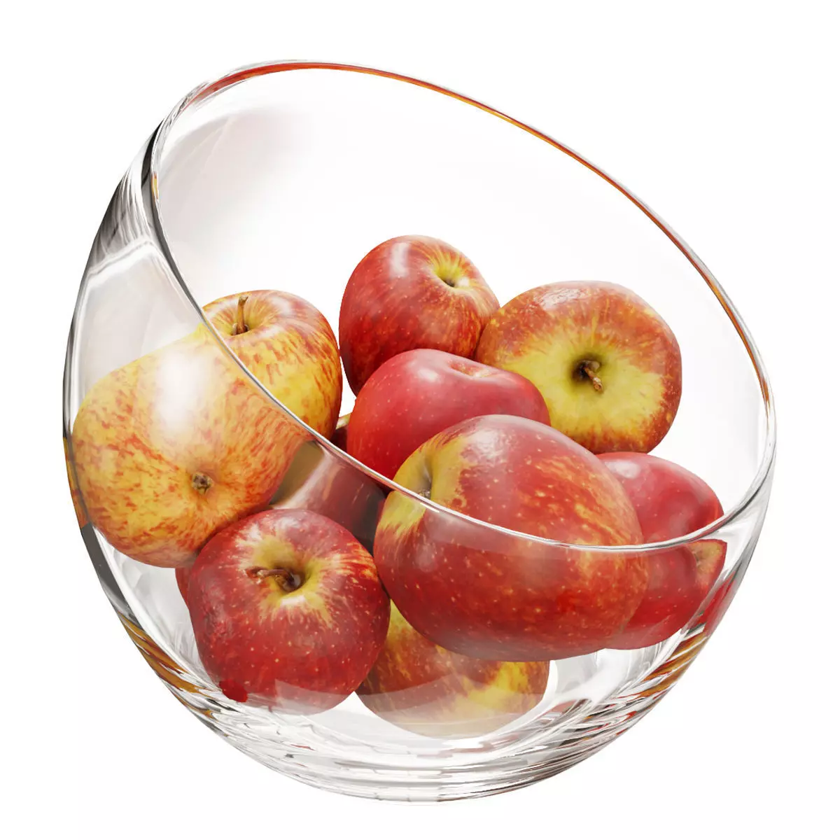 Large Slant Fruit Bowl apple 3D model_0