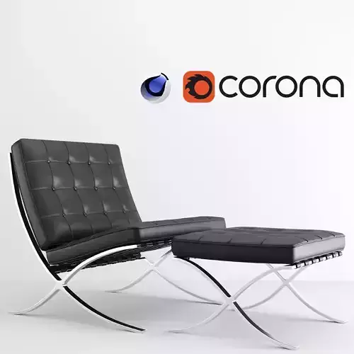 Mies Van Der Rohe Barcelona Chair - 3d model - Studio Set Light 3D model