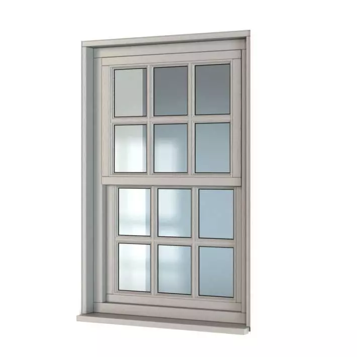 Classical Wooden Window 3D model_0
