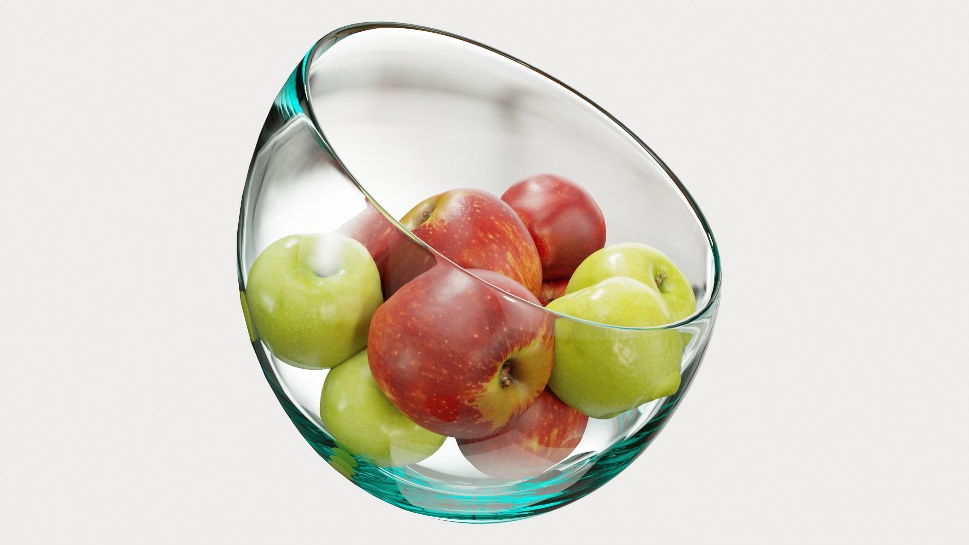 Large Slant Fruit Bowl apple 02 3D model_3