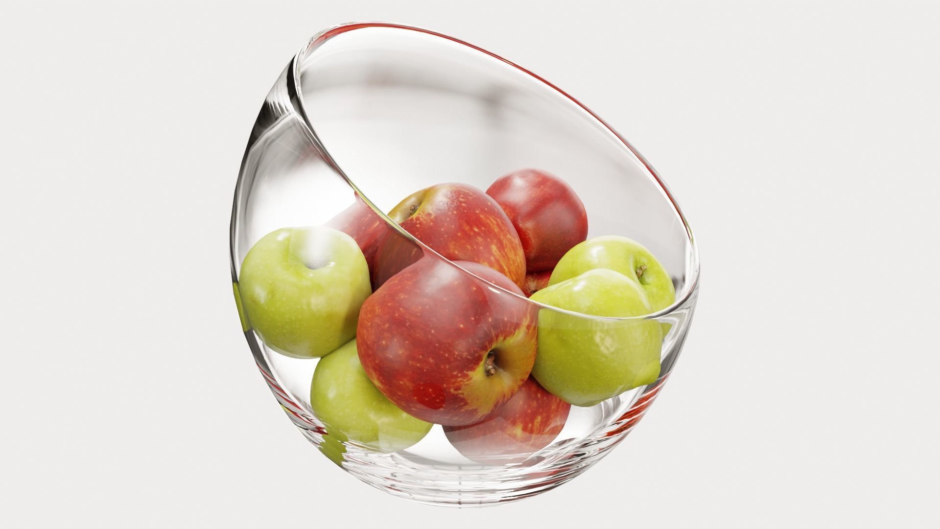 Large Slant Fruit Bowl apple 02 3D model_4