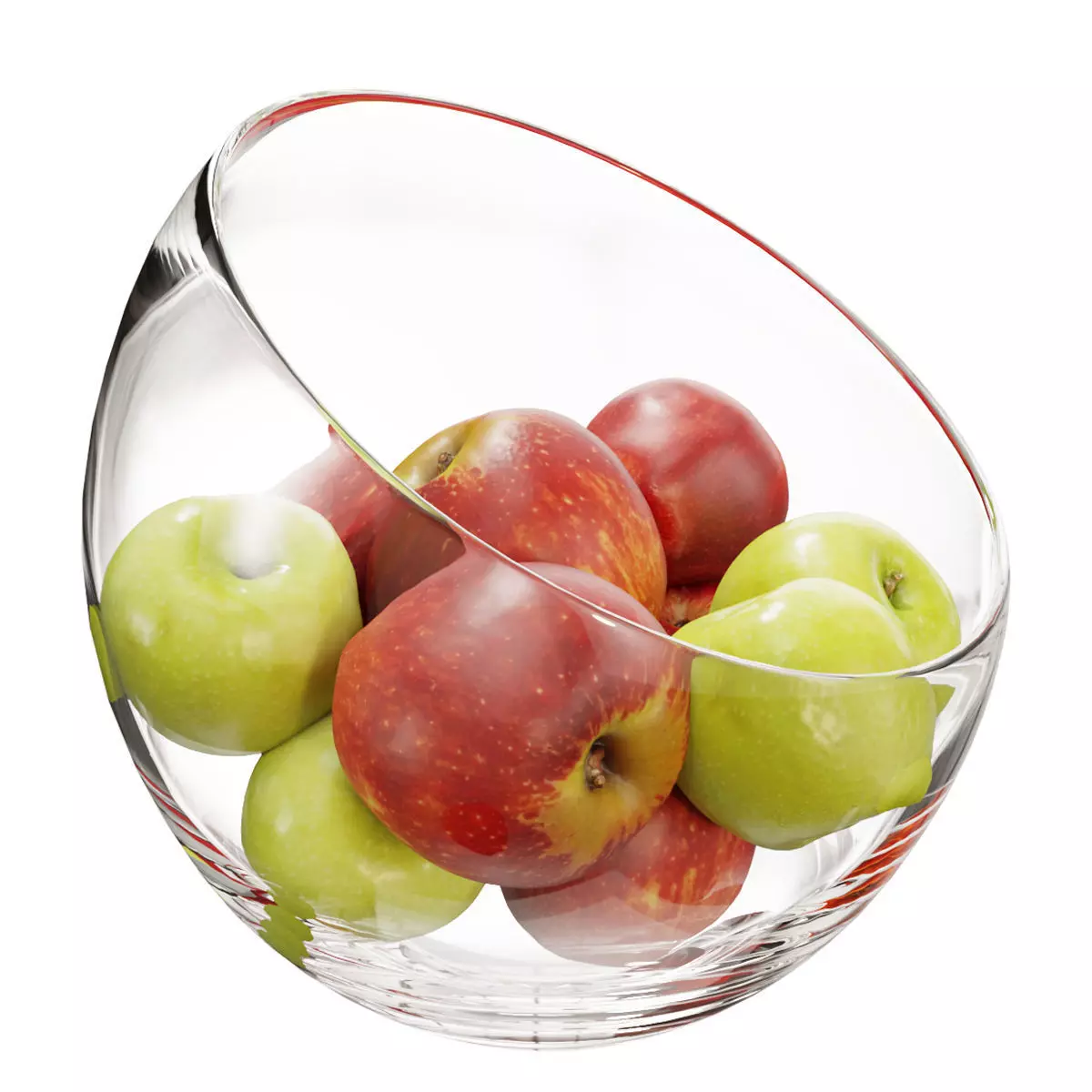 Large Slant Fruit Bowl apple 02 3D model_0