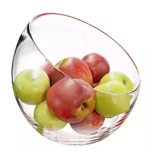 Large Slant Fruit Bowl apple 02 3D model