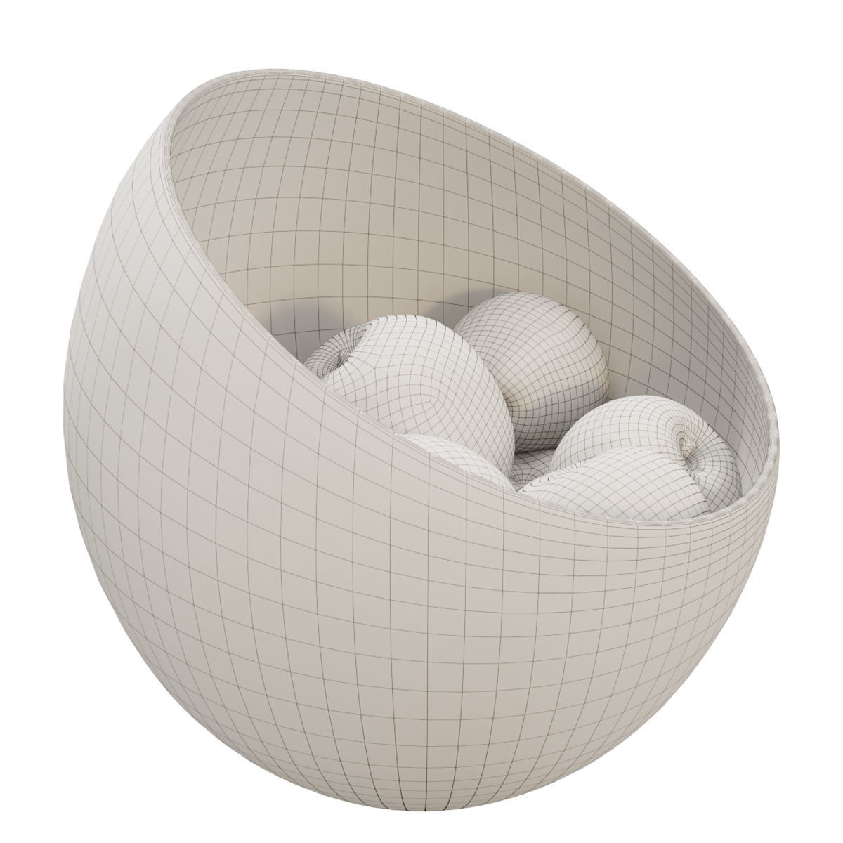 Large Slant Fruit Bowl apple 02 3D model_2