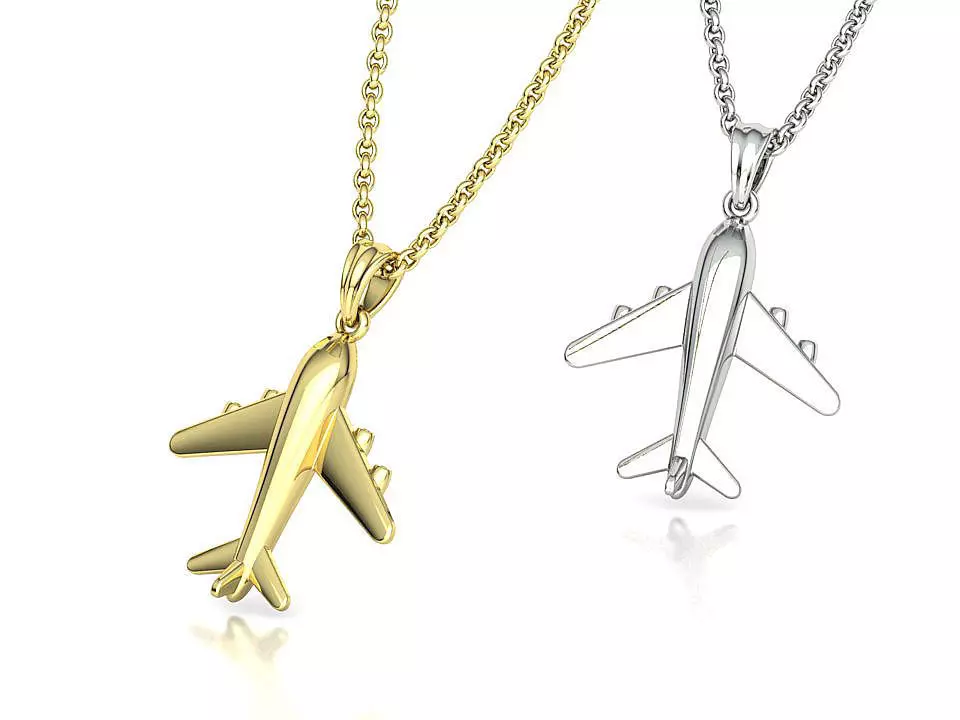 Airplane Pendant Travel Necklace  Own Design 3dprint Wax 3D print model_0