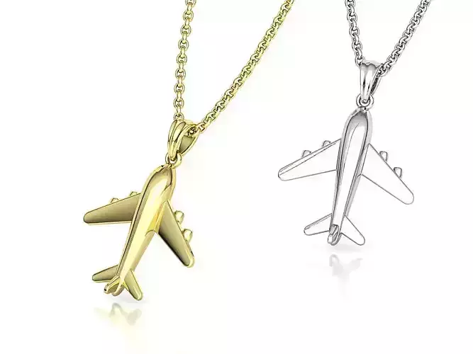 Airplane Pendant Travel Necklace  Own Design 3dprint Wax 3D print model