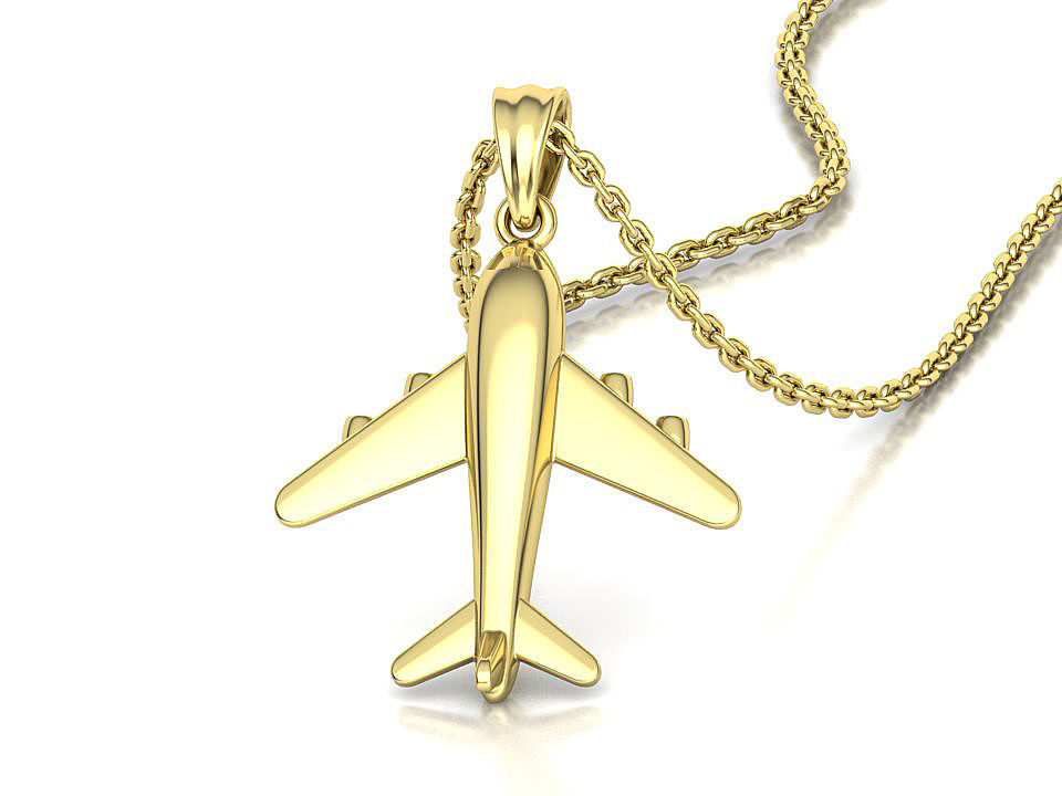 Airplane Pendant Travel Necklace  Own Design 3dprint Wax 3D print model_6