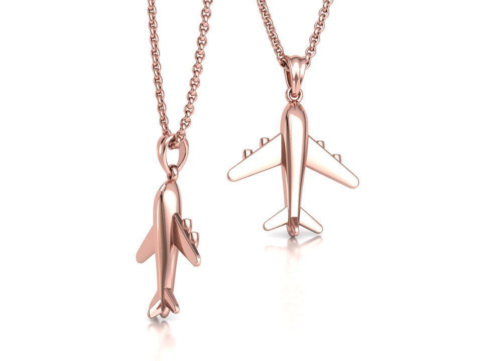 Airplane Pendant Travel Necklace  Own Design 3dprint Wax 3D print model_31