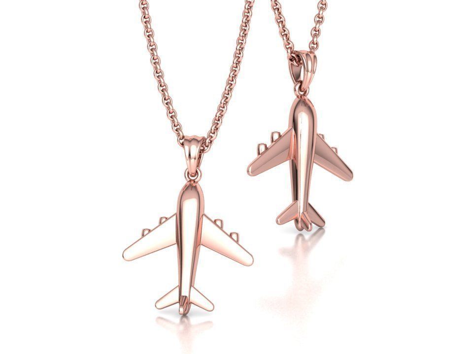 Airplane Pendant Travel Necklace  Own Design 3dprint Wax 3D print model_27