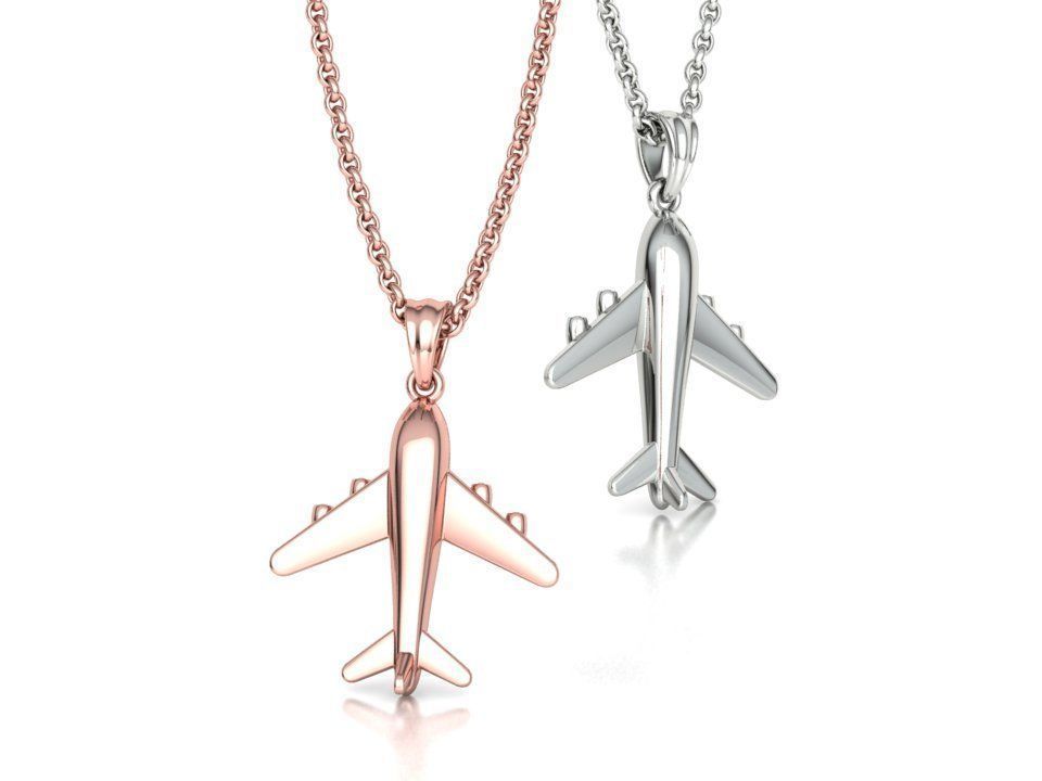 Airplane Pendant Travel Necklace  Own Design 3dprint Wax 3D print model_26