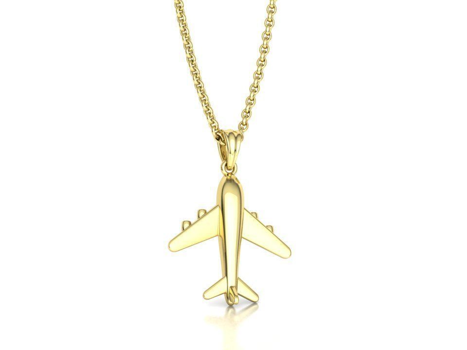 Airplane Pendant Travel Necklace  Own Design 3dprint Wax 3D print model_4