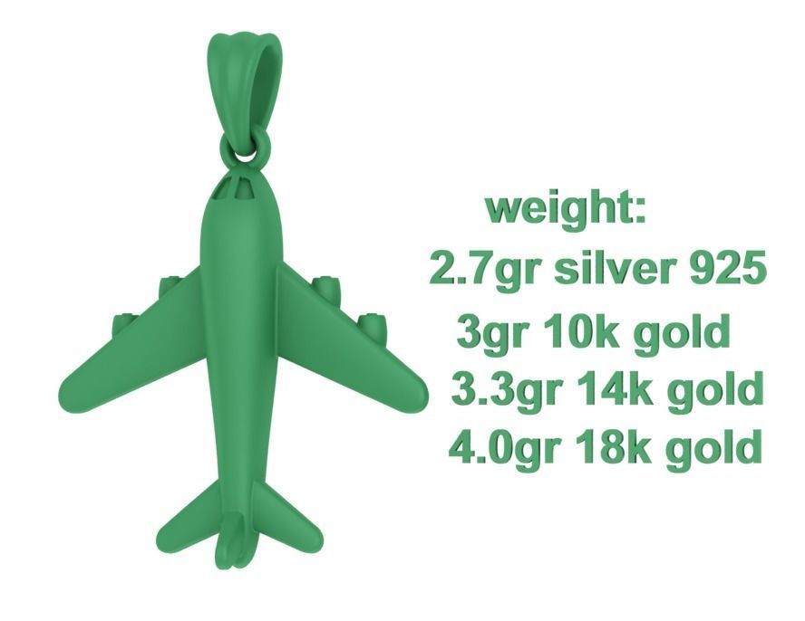 Airplane Pendant Travel Necklace  Own Design 3dprint Wax 3D print model_9