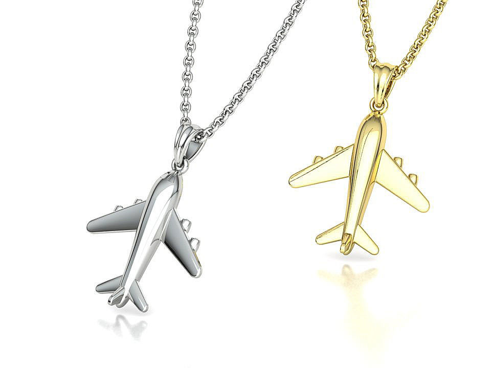 Airplane Pendant Travel Necklace  Own Design 3dprint Wax 3D print model_1