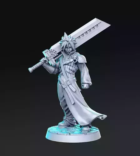 Cloud Advent Children Final Fantasy 32mm Pre-supported  3D print model