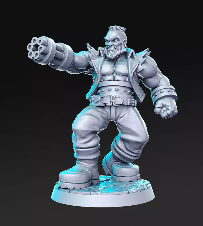 Barret Wallace Final Fantasy 32mm Pre-supported  3D print model_0