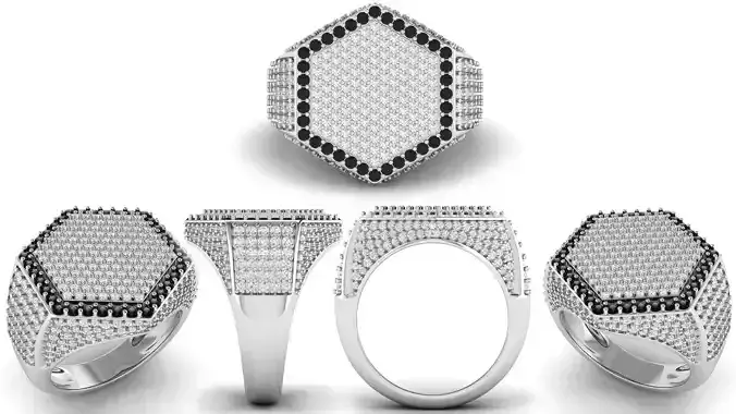 Hexagonal Shape Champions Diamond Ring 3D print model