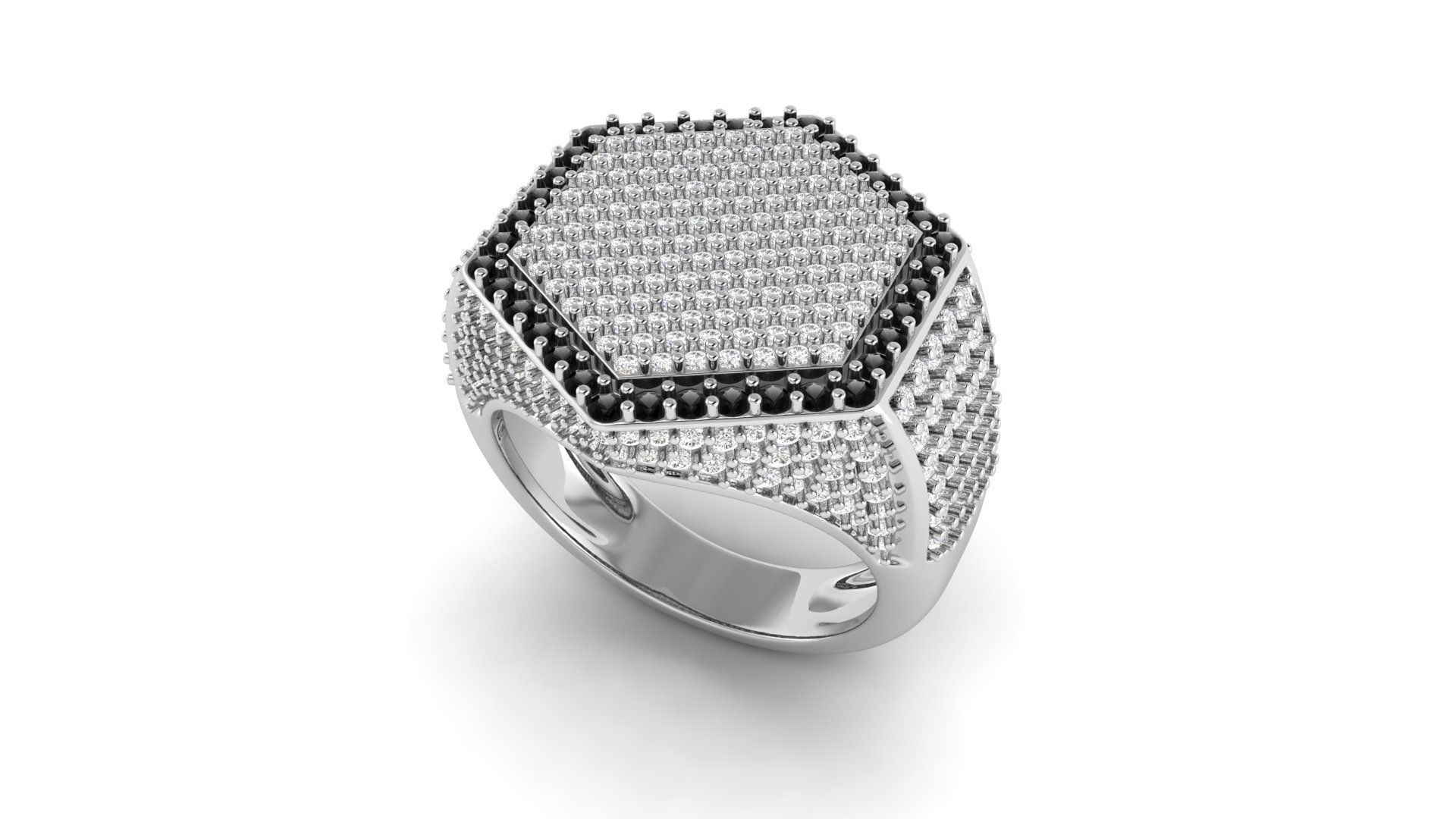 Hexagonal Shape Champions Diamond Ring 3D print model 3D print model_2