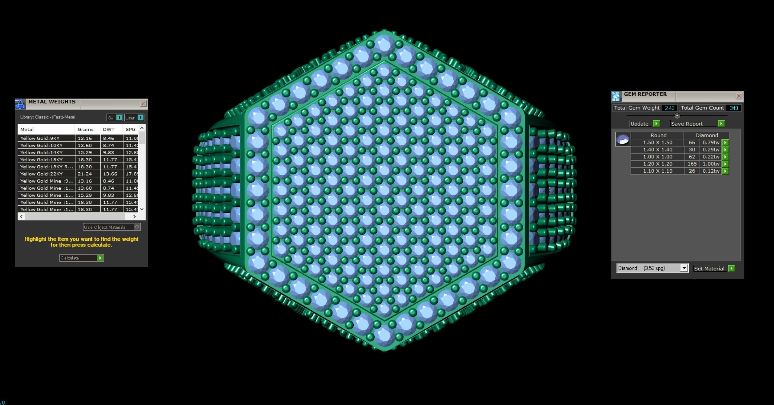 Hexagonal Shape Champions Diamond Ring 3D print model 3D print model_6