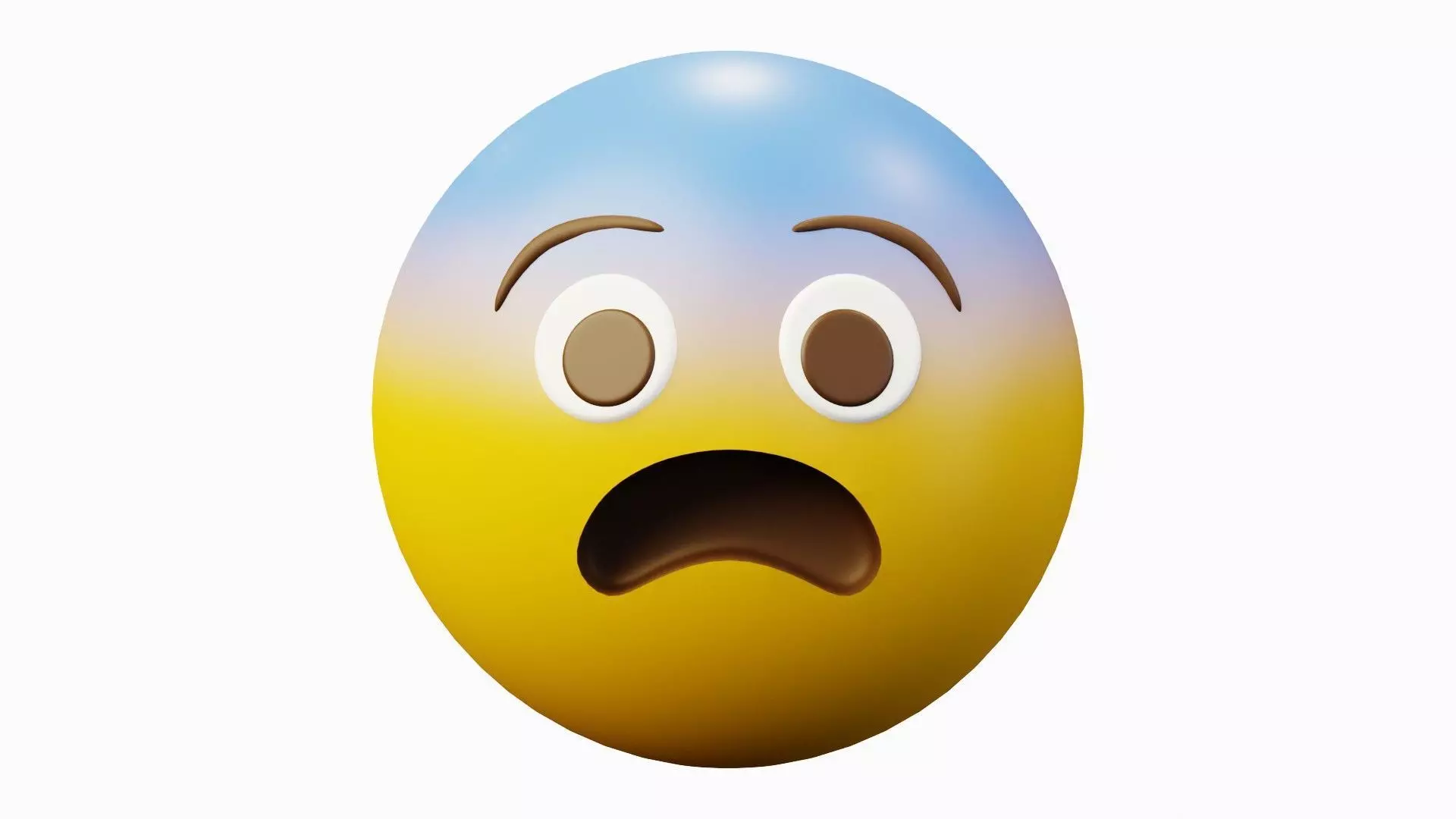 Afraid or Scared Yellow Ball Emoticon Emoji or Smiley 3D model_0