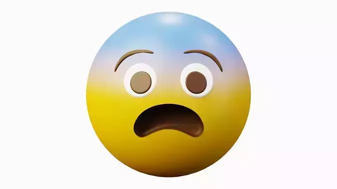 Afraid or Scared Yellow Ball Emoticon Emoji or Smiley