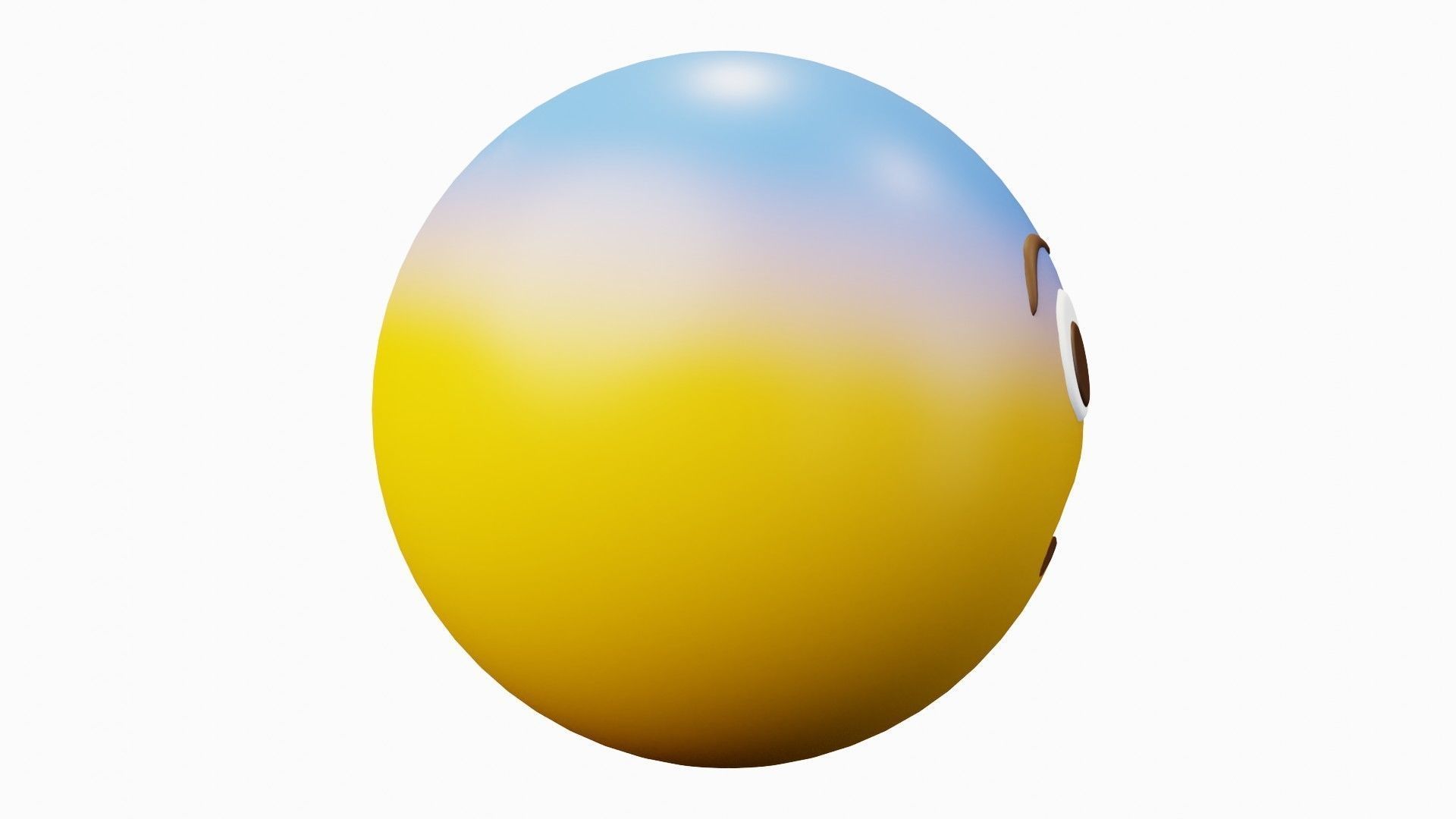 Afraid or Scared Yellow Ball Emoticon Emoji or Smiley 3D model_3